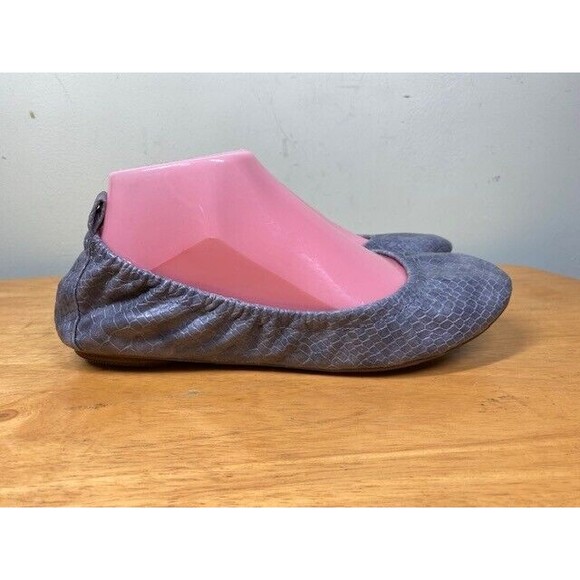 Old Navy Women's Sz 8 Gray Snake Skin Pattern Slip-on Scrunch Ballet Flats Shoes - Picture 5 of 12